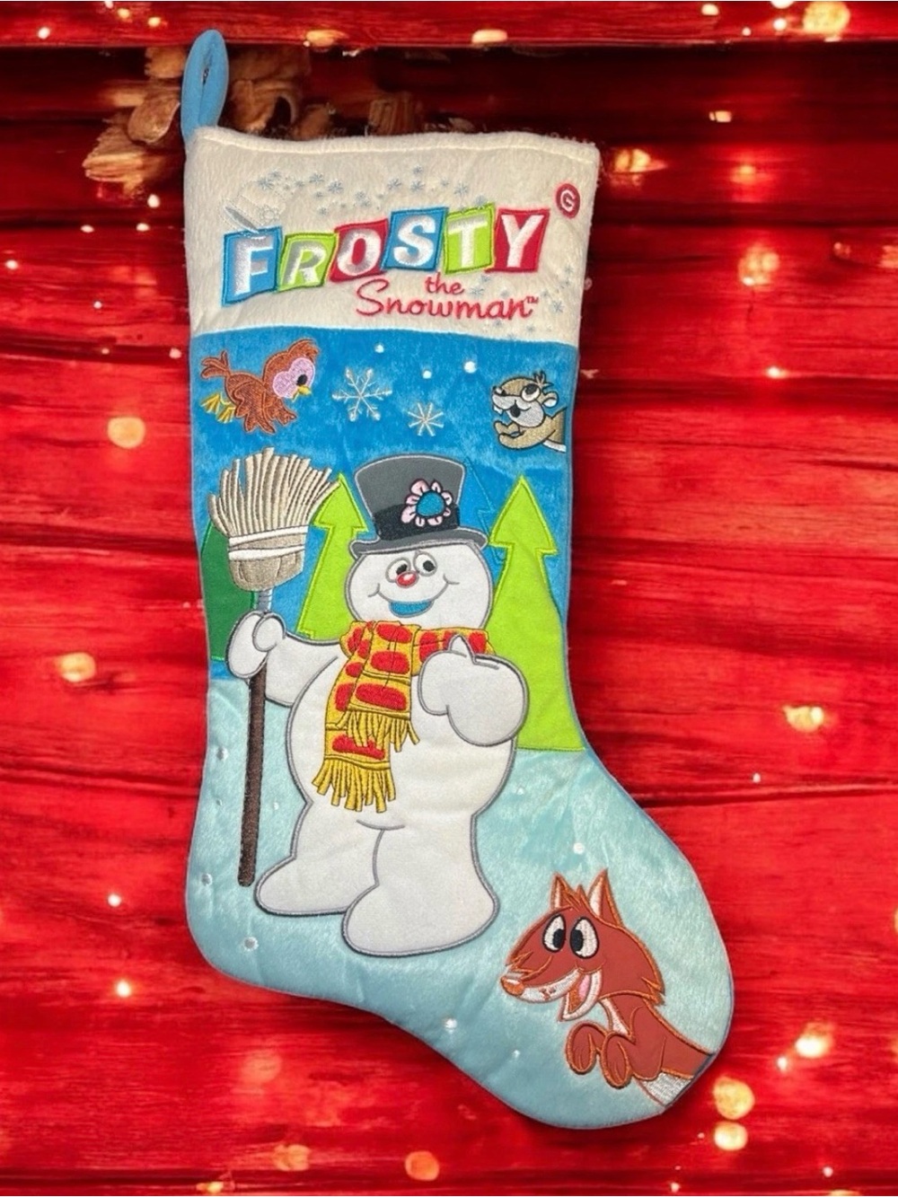 Gemmy•Frosty The Snowman 19”Musical Embroidered Christmas Stocking.